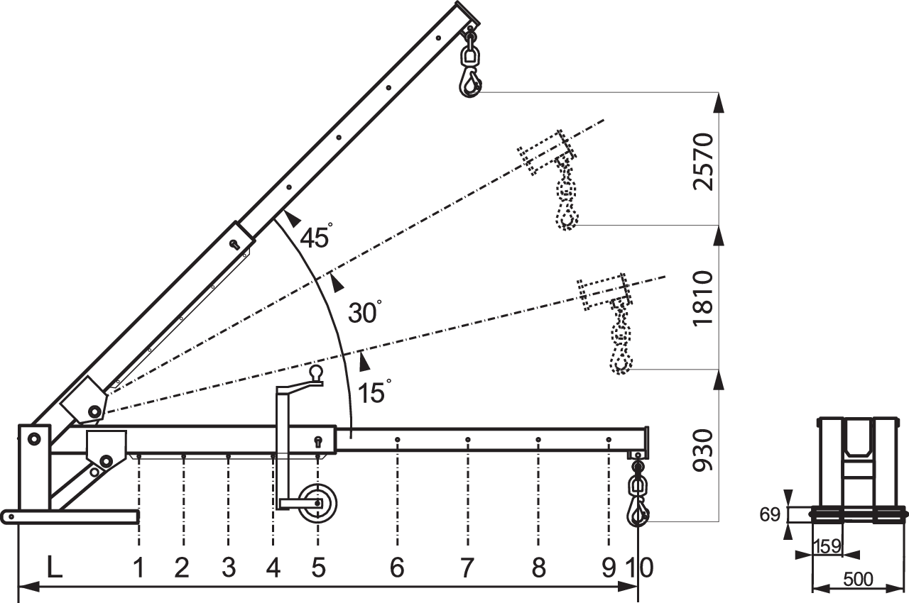 With this forklift jib your forklift is transformed to a movable crane and you will reach further With this forklift jib your forklift is transformed to a movable crane and you will reach further