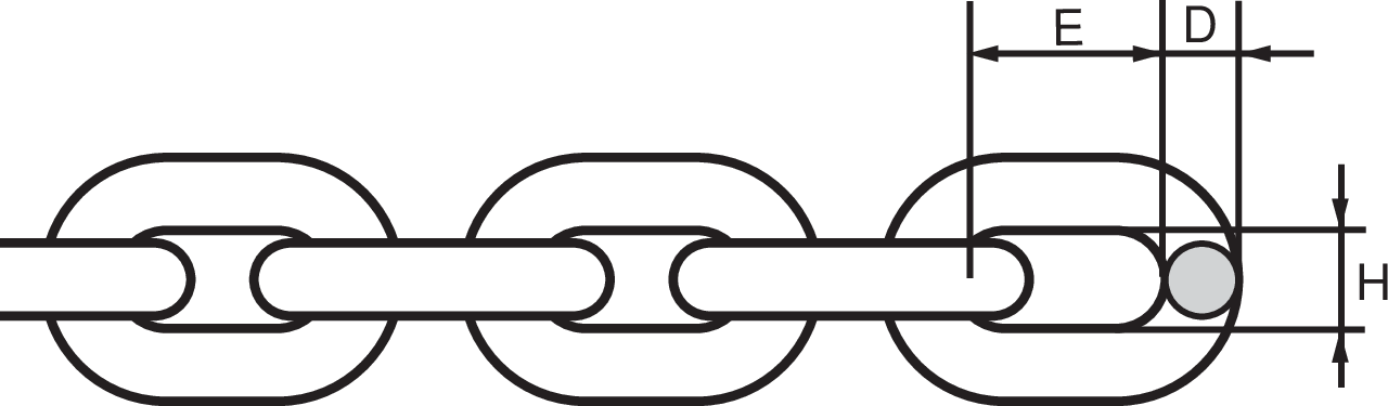 Short link chain Grade 80 measurements Short link chain Grade 80 measurements