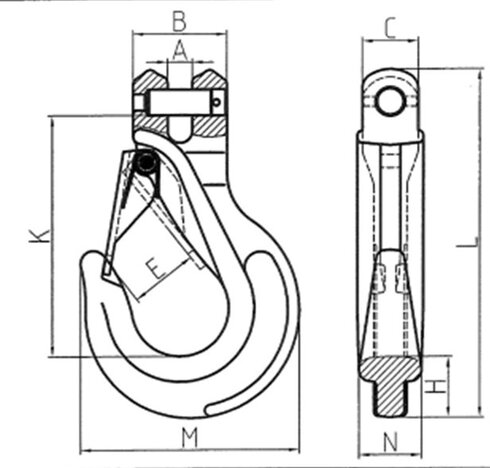 Clevis Sling Hook POWERTEX SHC drawing