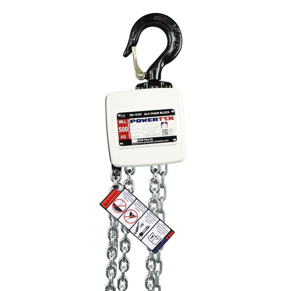 Powertex Aluminium handkettingtakel PACB-S1OLP met  overlastbeveiliging