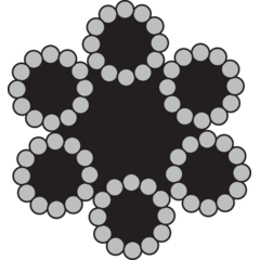 Staalkabel constructie 6x12+7TWK