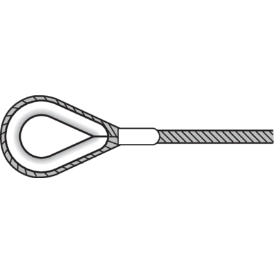 Spliced eye with ferrule and thimble