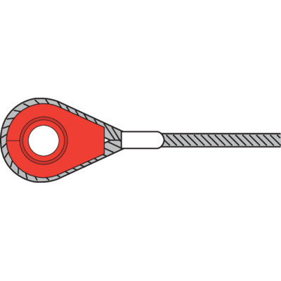 Spliced eye with ferrule and solid thimble