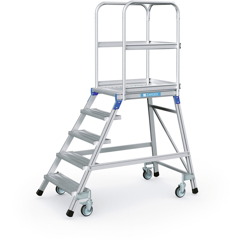 Mobile work platform, one side acces, aluminium treads and platform