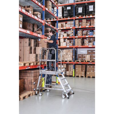 Mobile work platform, one side acces, aluminium treads and platform
