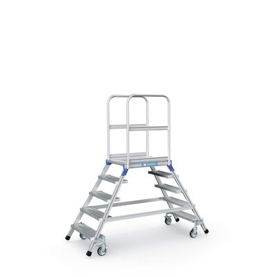 Mobile work platform, 2 side access, with aluminium treads and platform